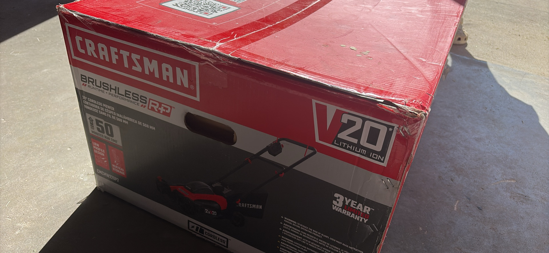 CRAFTSMAN CMCMW220P2 20-Inch V20 Brushless Cordless Lawn Mower with (2) 5.0Ah Batteries & Charger for sale in Land O Lakes, FL